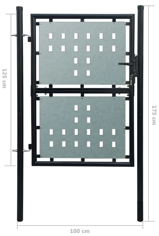 vidaXL Πόρτα Περίφραξης Μονή Μαύρη 100 x 175 εκ.