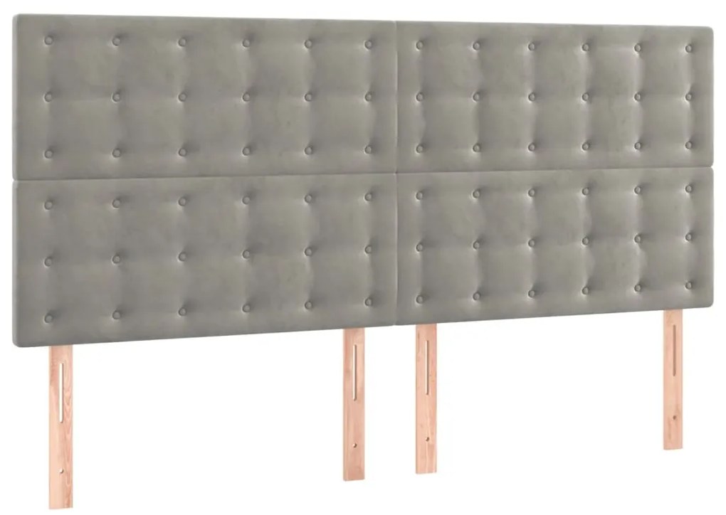 vidaXL Κεφαλάρι Κρεβατιού LED Ανοιχτό Γκρι 160x5x118/128 εκ. Βελούδινο