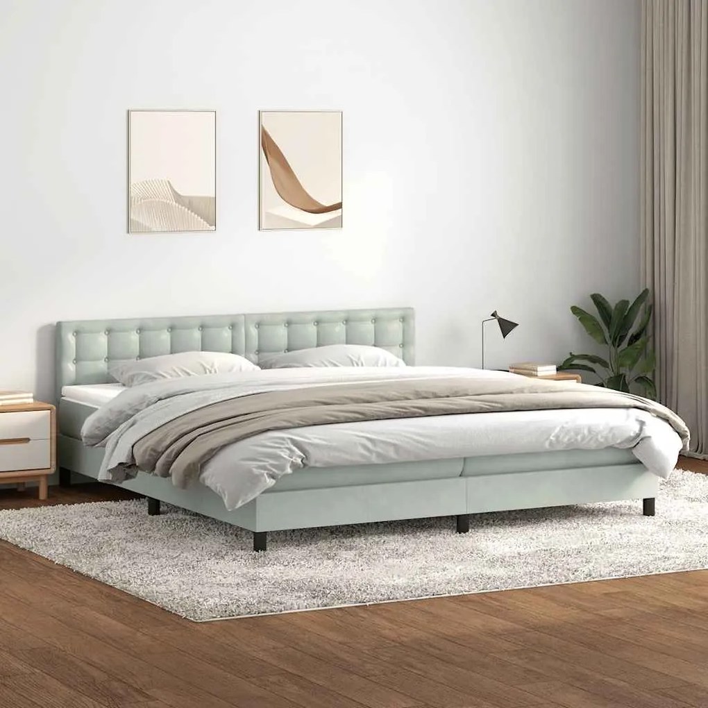 BOX SPRING ΚΡΕΒΑΤΙ ΜΕ ΣΤΡΩΜΑ ΑΝΟΙΧΤΟ ΓΚΡΙ 200X220 ΕΚ. ΒΕΛΟΥΔΙΝΟ 3317331