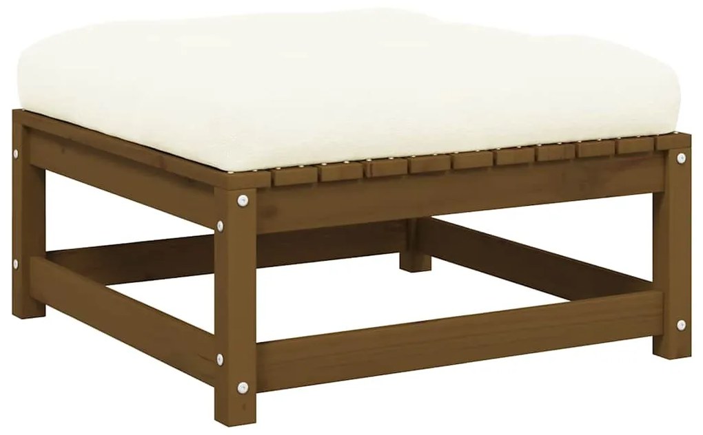 vidaXL Υποπόδιο Κήπου Καφέ Μελί από Μασίφ Ξύλο Πεύκου με Μαξιλάρι