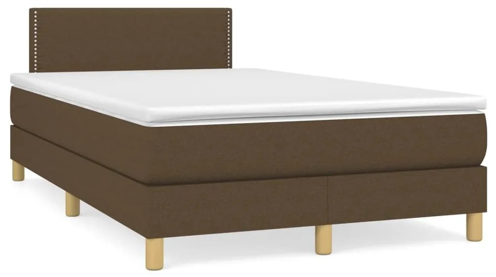 Κρεβάτι Boxspring με Στρώμα Σκούρο Καφέ 120x200 εκ. Υφασμάτινο - Καφέ