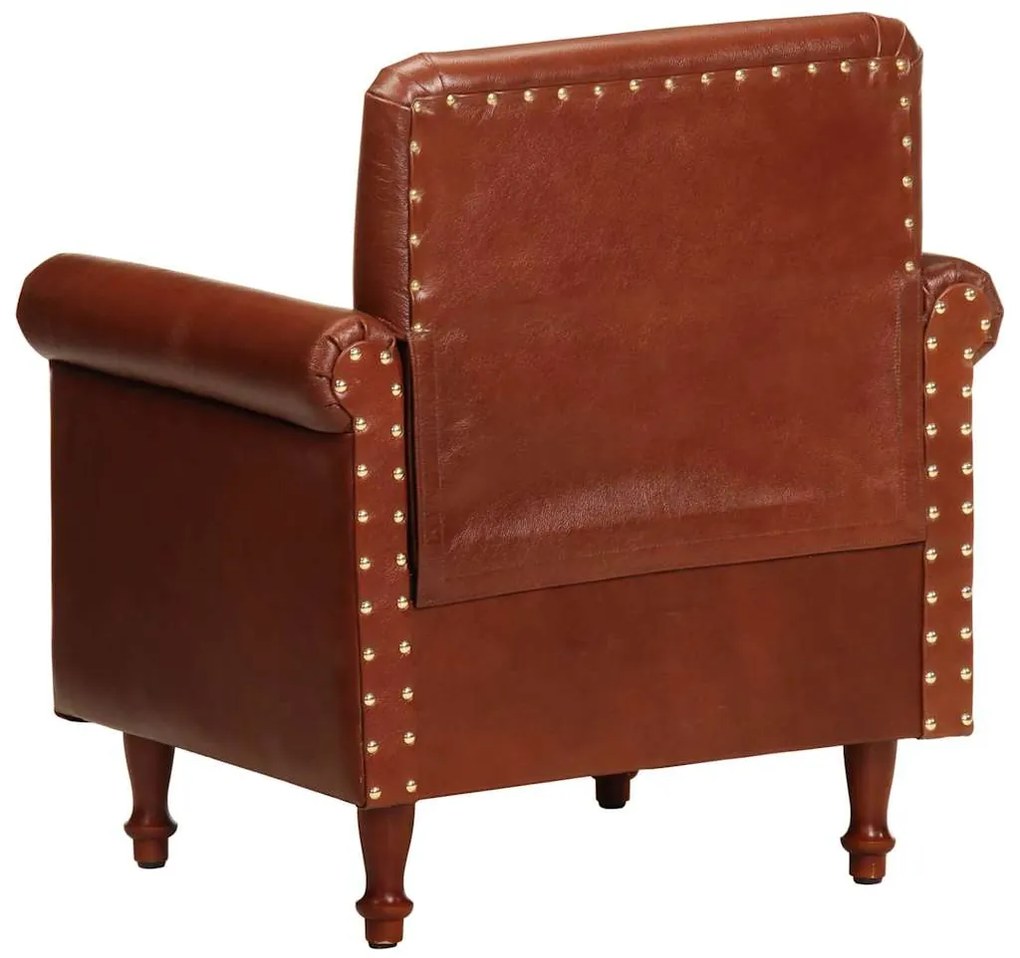 vidaXL Πολυθρόνα Μπάρελ Καφέ από Γνήσιο Δέρμα