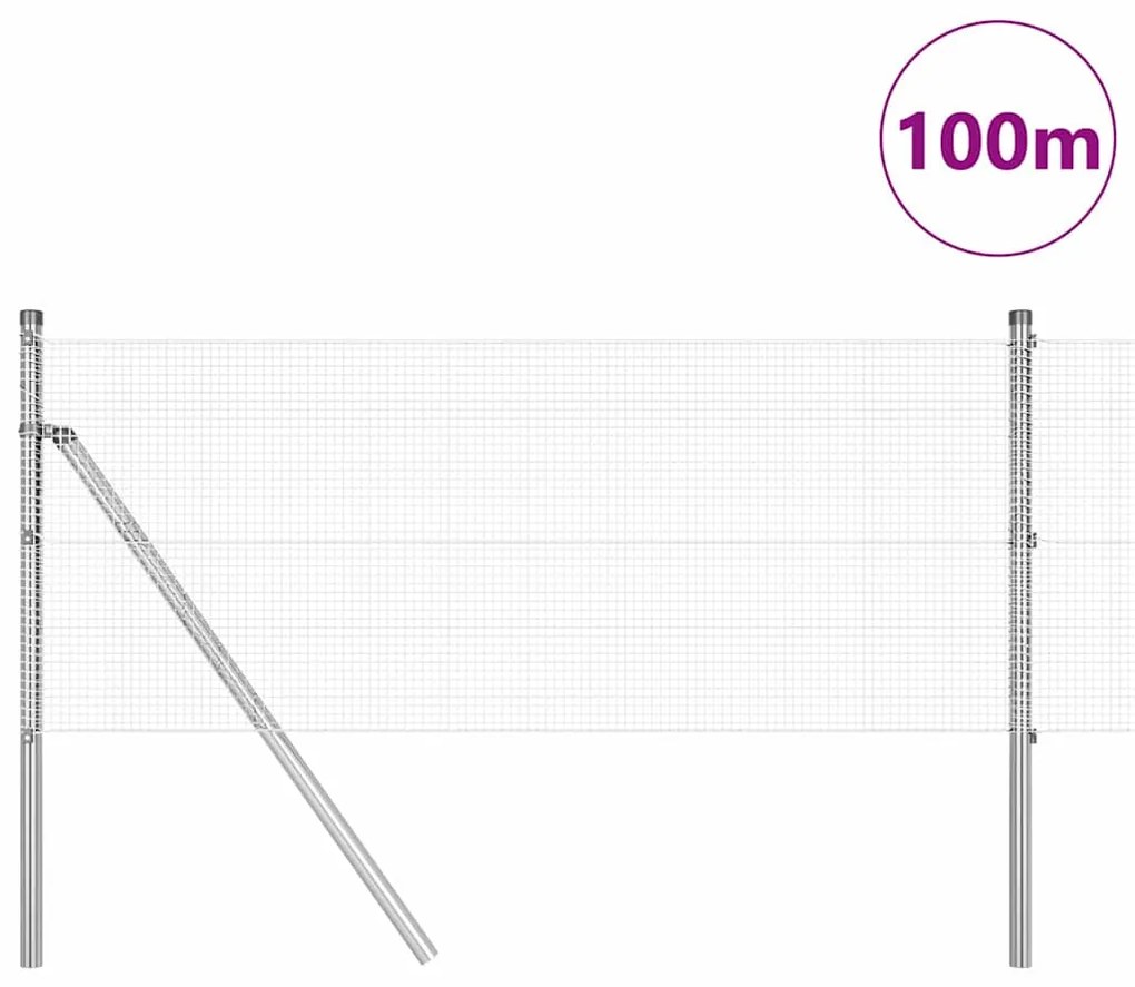 vidaXL Φράχτης με Στήλες. Ασημί 0.4 x 100 μ Ατσάλι