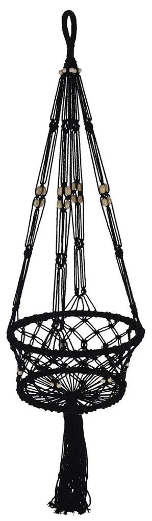 Κρεμαστή Θήκη Γλάστρας Μακραμέ (Φ30x45) K-M Black HZ1908790