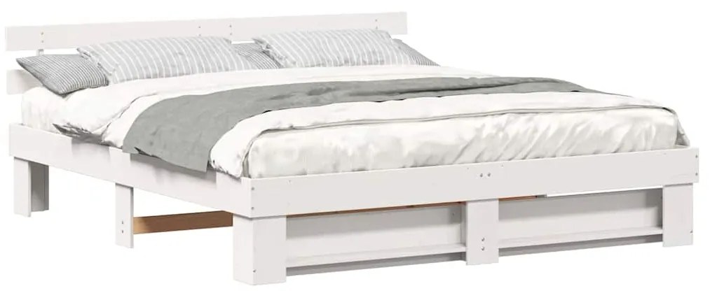 vidaXL Σκελετός Κρεβατιού Λευκό 200 x 200 cm Μασίφ ξύλο πεύκου