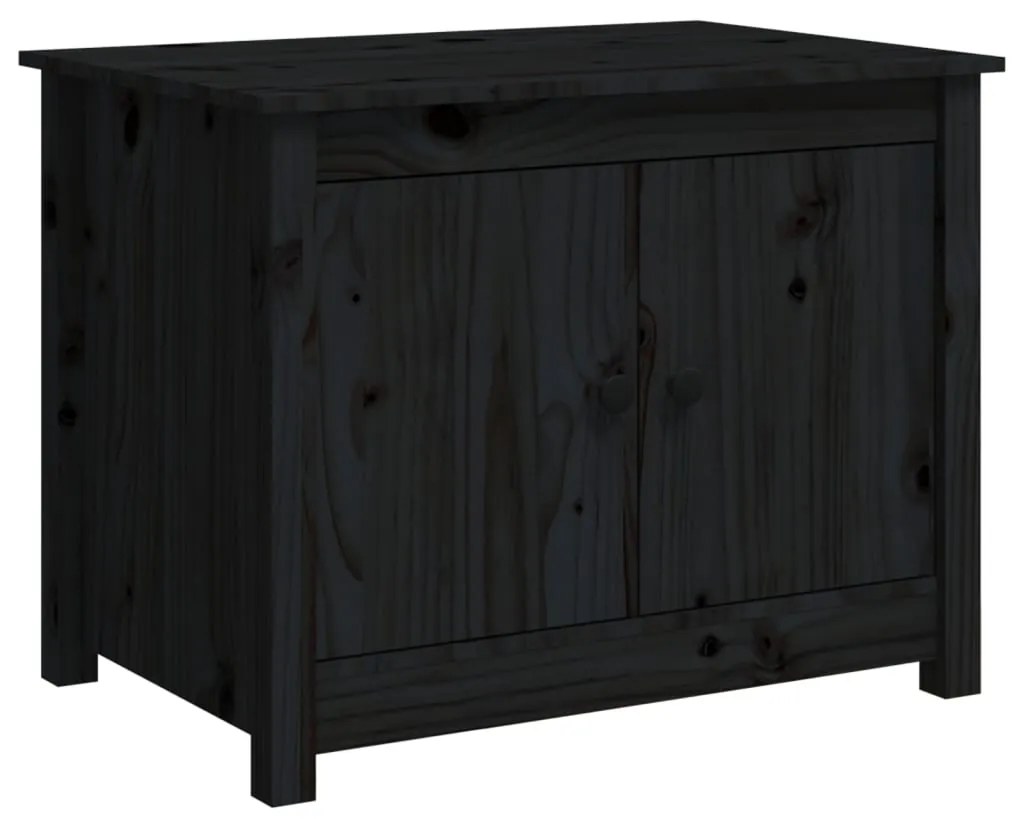 vidaXL Τραπεζάκι Σαλονιού Μαύρο 71 x 49 x 55 εκ. Μασίφ Ξύλο Πεύκου