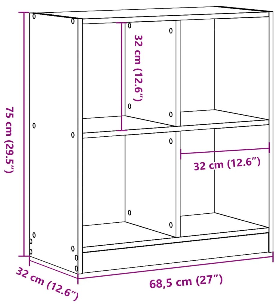 Βιβλιοθήκη Sonoma Δρυς 68,5x32x75 εκ. από Επεξεργ. Ξύλο - Καφέ