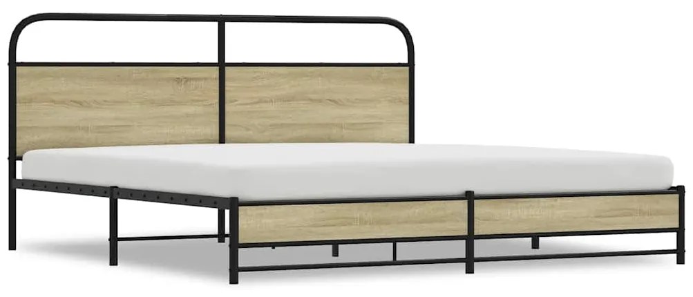 vidaXL Σκελετός Κρεβ. Χωρίς Στρώμα Sonoma Δρυς 193x203 εκ. Μεταλλικό