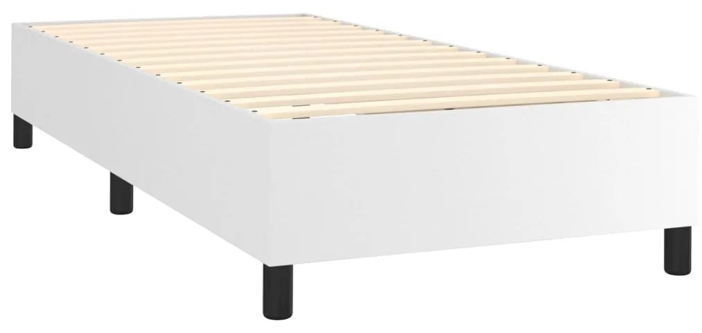 vidaXL Κρεβάτι Boxspring με Στρώμα Λευκό 90x190εκ. από Συνθετικό Δέρμα