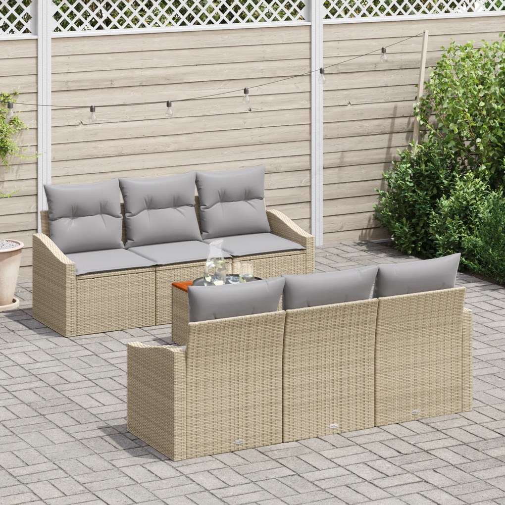 vidaXL Σετ Σαλονιού Κήπου 7 pcs Μπεζ, ανοιχτό γκρι 55 x 55 x 37 εκ
