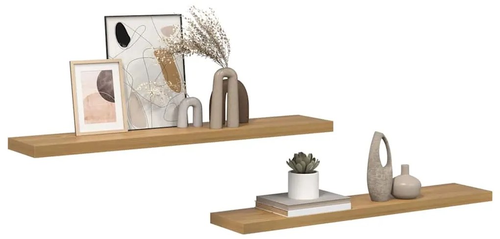 vidaXL Ράφι Τοίχου 2 pcs Καφέ 120 x 23,5 x 4 εκ Επεξεργασμένο ξύλο