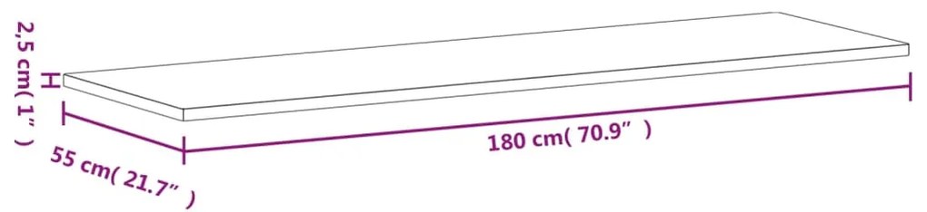 Επιφάνεια Γραφείου 180 x 55 x 2,5 εκ. από Μασίφ Ξύλο Οξιάς - Καφέ