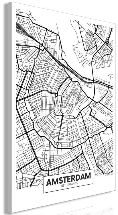 Πίνακας - Map of Amsterdam (1 Part) Vertical - 40x60