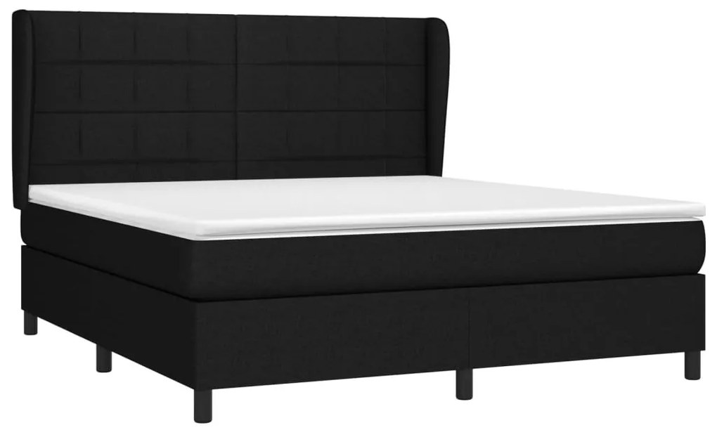 Κρεβάτι Boxspring με Στρώμα Μαύρο 160x200 εκ. Υφασμάτινο - Μαύρο