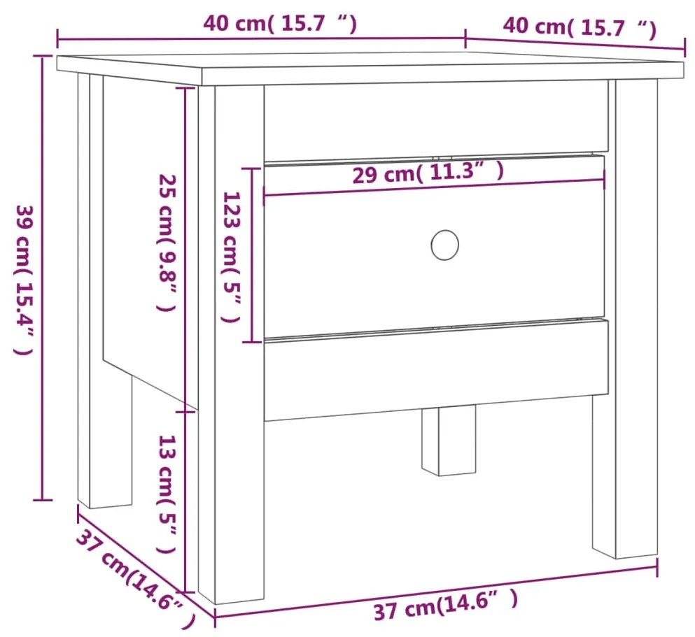 Βοηθητικά Τραπέζια 2 τεμ. Γκρί 40x40x39 εκ. Μασίφ Ξύλο Πεύκου - Γκρι