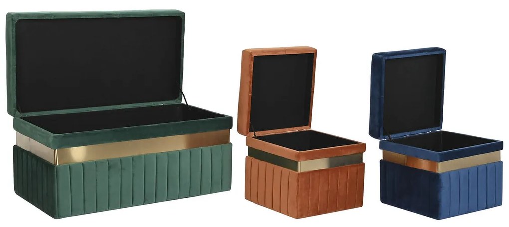 Σκαμπό DKD Home Decor Μπλε Πράσινο Πορτοκαλί Χρυσό Ξύλο MDF 93 x 47 x 45 cm (3 Μονάδες)