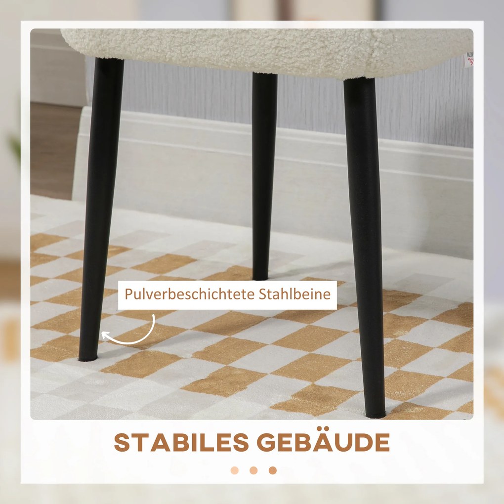 HOMCOM Σκαμπό, σκαμπό καθίσματος, εμφάνιση κασμίρ, υποπόδιο, κρεμ-λευκό