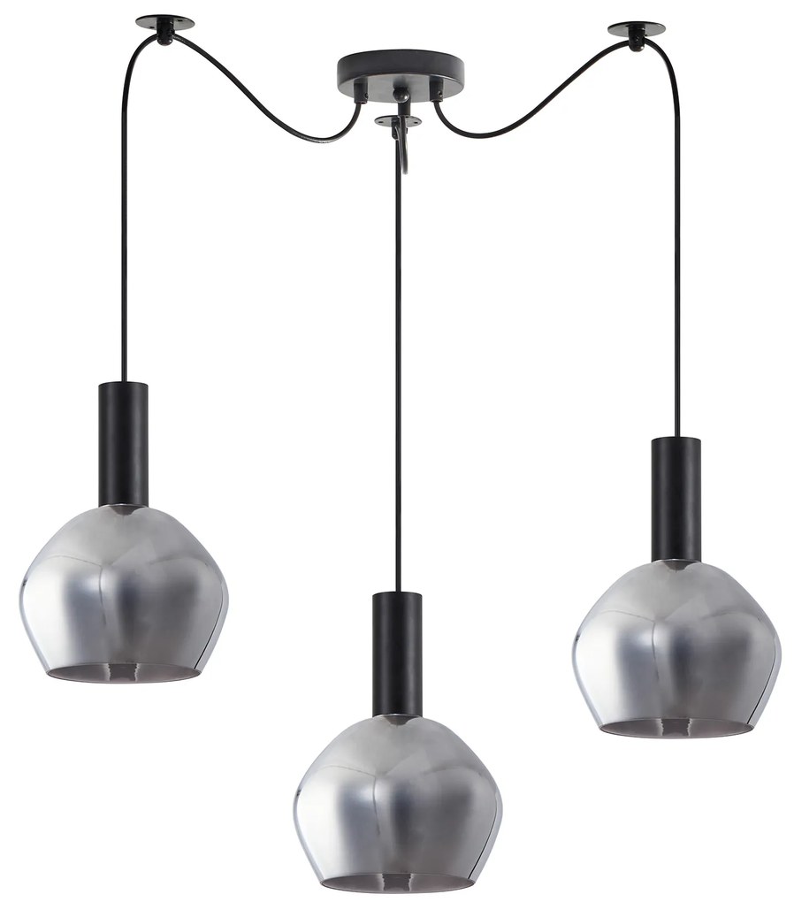 SE21-BL-4-BL3-GL2 ADEPT TUBE Black Pendant Smoked Glass+