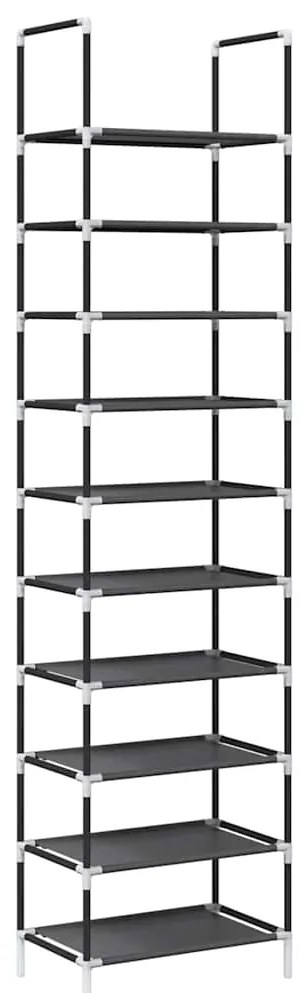 Ράφι παπουτσιών 10 επιπέδων μαύρο 44x28x180 cm - Μαύρο