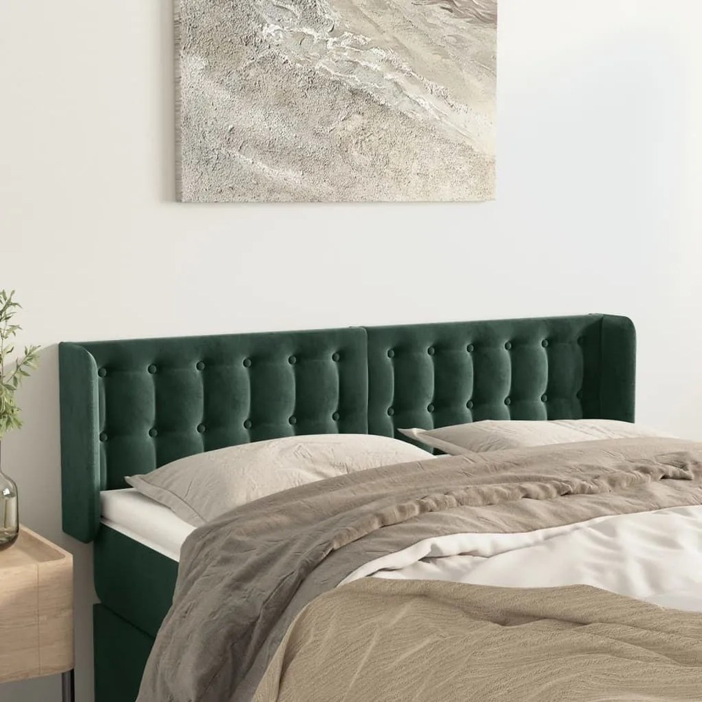 Κεφαλάρι με Πτερύγια Σκούρο Πράσινο 147x16x78/88 εκ. Βελούδινο 3119253