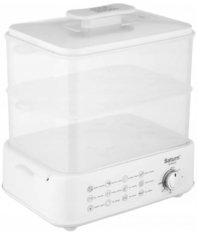 Ατμομάγειρας Saturn ST-EC1187, 1500W, 12 l, Αυτόματη διακοπή, Ένδειξη στάθμης νερού, Λευκό