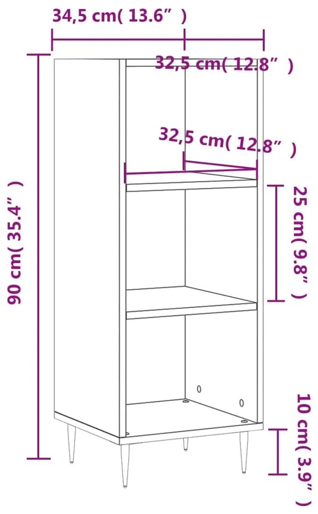 Ντουλάπι Γκρι Σκυροδέματος 34,5x32,5x90 εκ. Επεξεργασμένο Ξύλο - Γκρι