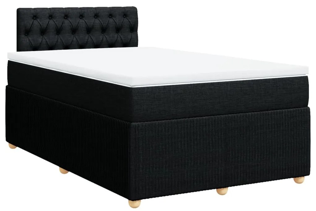 vidaXL Κρεβάτι Boxspring με Στρώμα Μαύρο 120x200 εκ. Υφασμάτινο