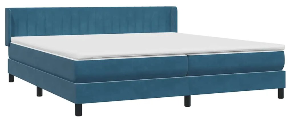 vidaXL Κρεβάτι Boxspring με Στρώμα Σκούρο Μπλε 200x220 εκ. Βελούδινο