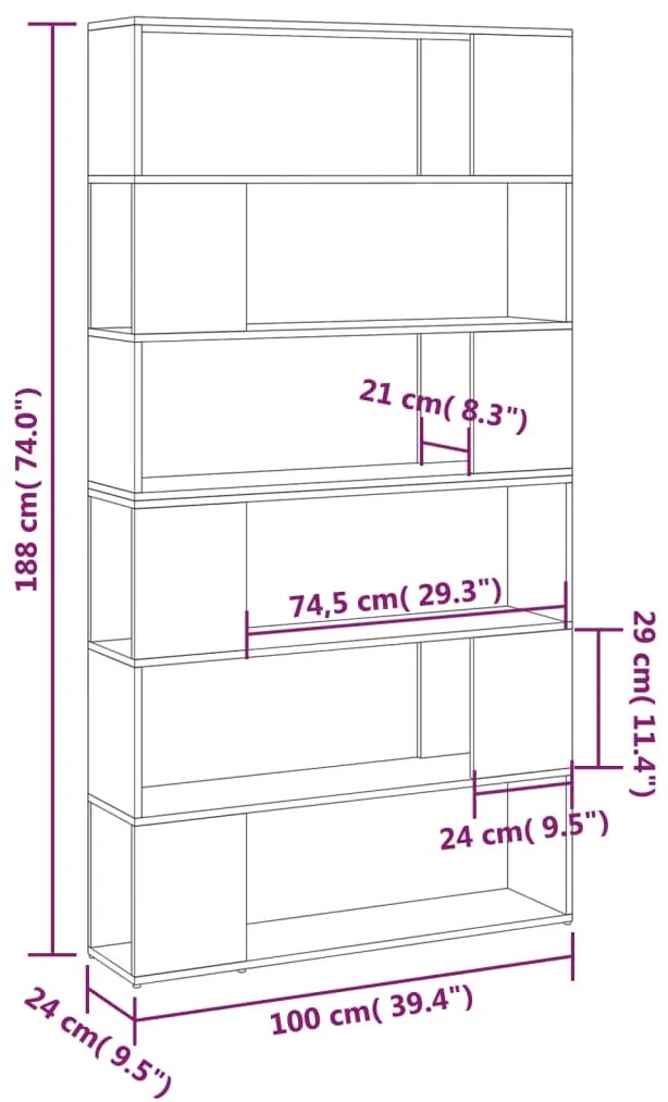 ΒΙΒΛΙΟΘΗΚΗ/ΔΙΑΧΩΡΙΣΤΙΚΟ ΧΩΡΟΥ ΛΕΥΚΟ 100 X 24 X 188 ΕΚ. 3082071