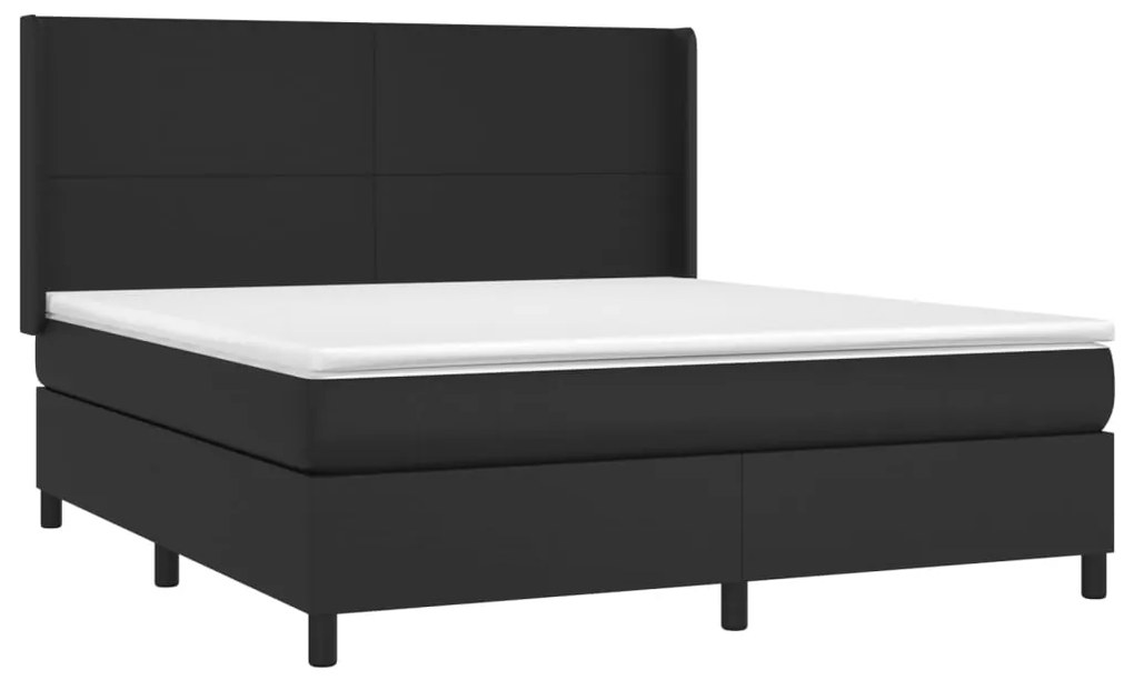 vidaXL Κρεβάτι Boxspring με Στρώμα & LED Μαύρο 160x200 εκ. Συνθ. Δέρμα