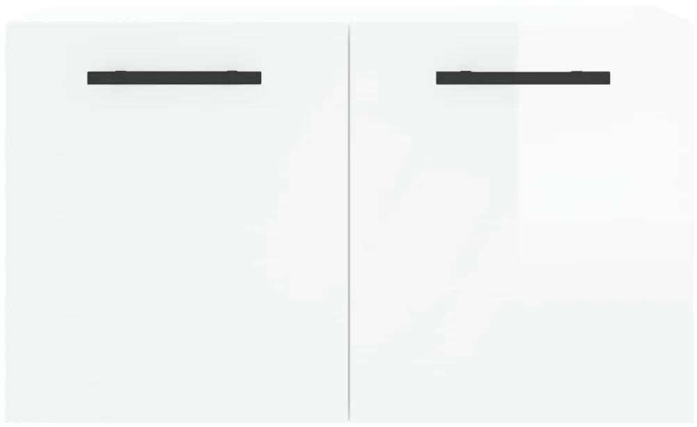 Ντουλάπι Τοίχου Γυαλιστερό Λευκό 60x36,5x35 εκ. Επεξεργ. Ξύλο - Λευκό