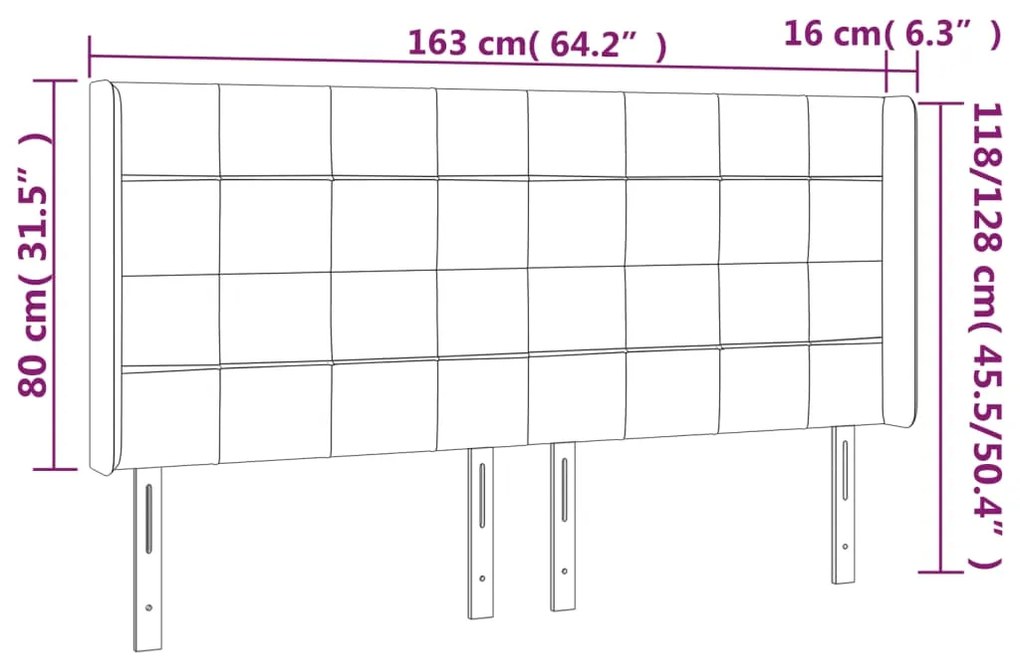 vidaXL Κεφαλάρι Κρεβατιού LED Σκούρο Μπλε 163x16x118/128 εκ. Βελούδινο