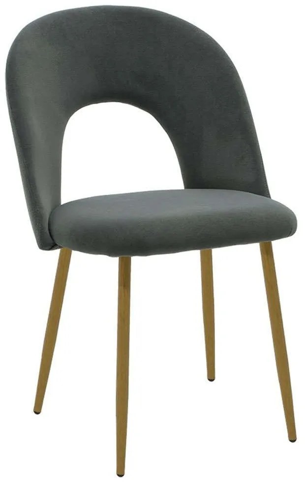 Καρέκλα Jonah 101-000081 55x57x85cm Anthracite-Natural Βελούδο, Μέταλλο