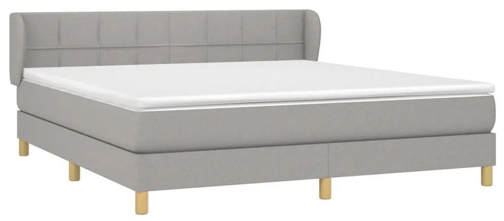 Κρεβάτι Boxspring με Στρώμα Αν. Πράσινο 160x200εκ Υφασμάτινο - Γκρι