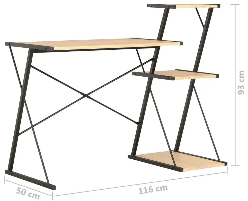 Γραφείο με Ράφια Μαύρο / Χρώμα Δρυός 116 x 50 x 93 εκ. - Μαύρο