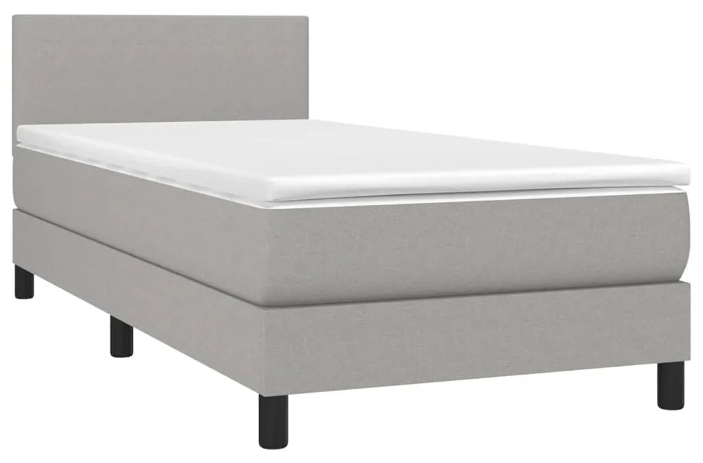 vidaXL Κρεβάτι Boxspring με Στρώμα Ανοιχτό Γκρι 100x200 εκ. Υφασμάτινο