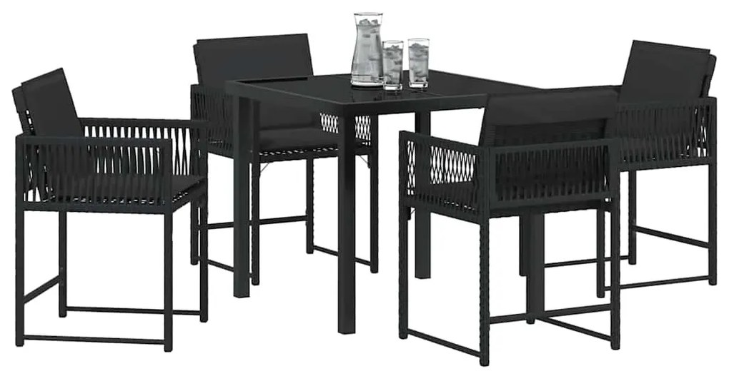 vidaXL Σέτ φαγητού για κήπο 5 pcs Μαύρο συνθετικό ρατάν