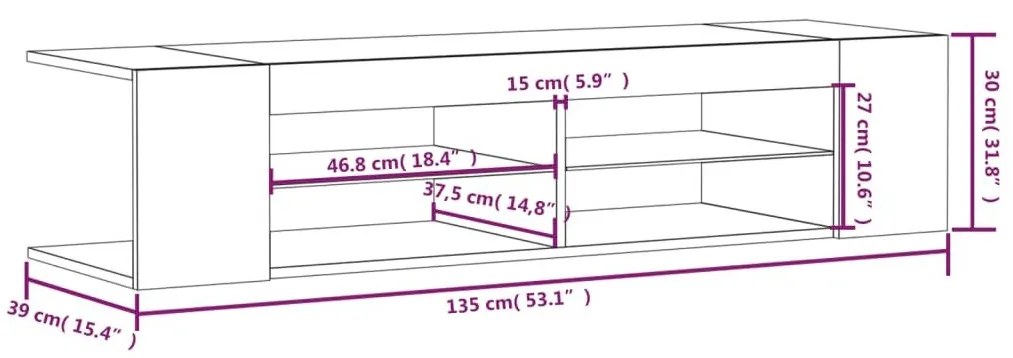 Έπιπλο Τηλεόρασης με LED Καπνιστή Δρυς 135x39x30 εκ. - Καφέ