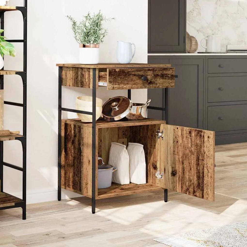 vidaXL Τροχοκάθισμα Κουζίνας Παλιό Ξύλο 56x43x89,5 εκ. Κατασκευασμένο Ξύλο