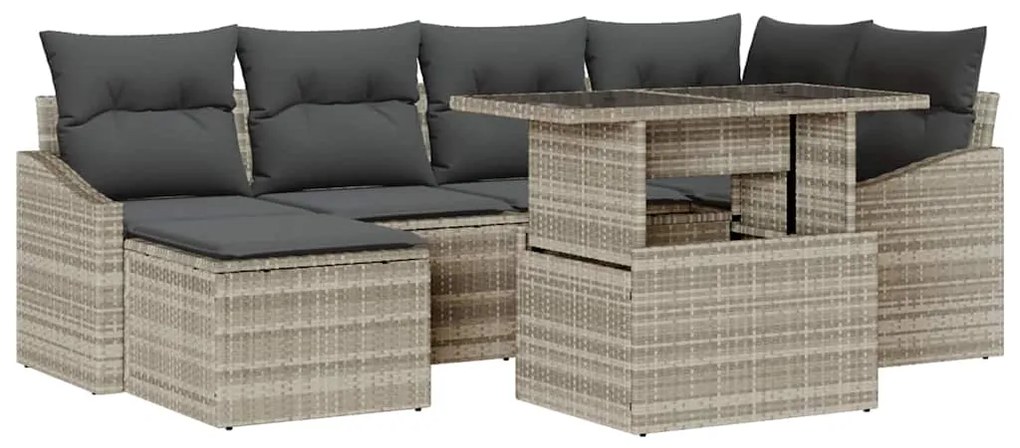 vidaXL Σετ Καναπέ Κήπου 7 pcs Ανοιχτό Γκρι με Γκρι Μαξιλάρια