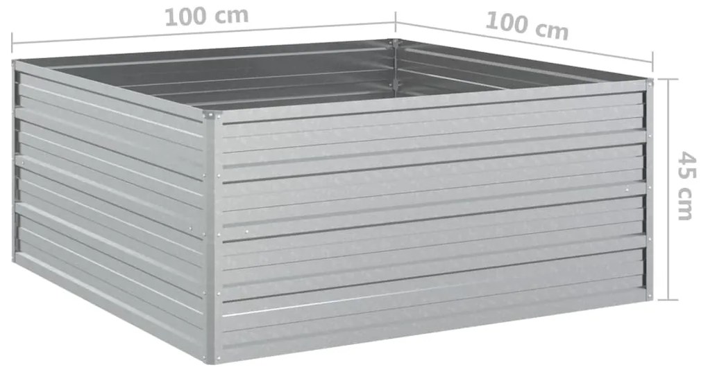 vidaXL Ζαρντινιέρα Υπερυψωμένη Ασημί 100x100x45 εκ. Γαλβανισμ. Χάλυβας