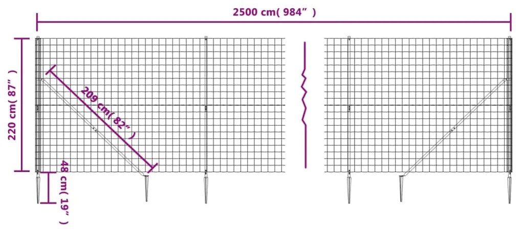 ΣΥΡΜΑΤΟΠΛΕΓΜΑ ΠΕΡΙΦΡΑΞΗΣ ΑΝΘΡΑΚΙ 2,2 X 25 Μ. ΜΕ ΚΑΡΦΩΤΕΣ ΒΑΣΕΙΣ 154287