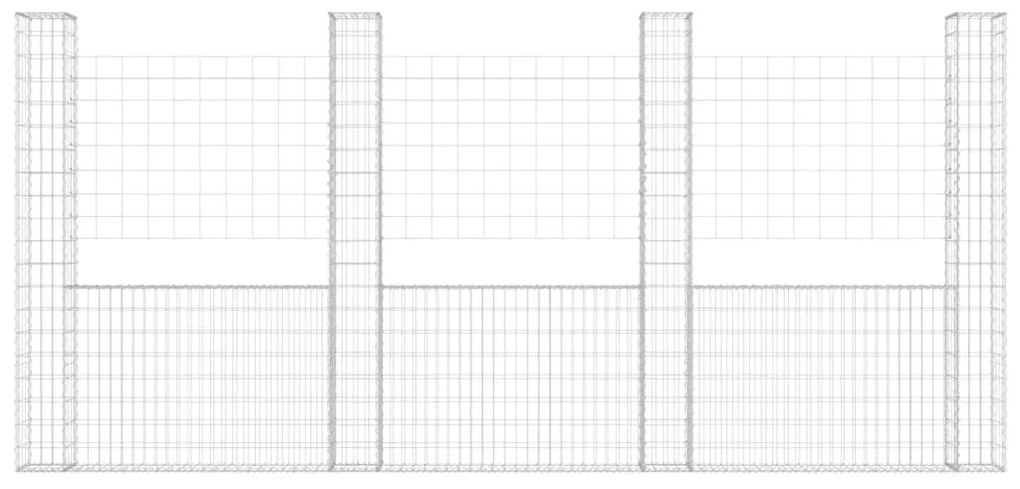 vidaXL Συρματοκιβώτιο σε U Σχήμα με 4 Στύλους 380x20x200 εκ. Σιδερένιο