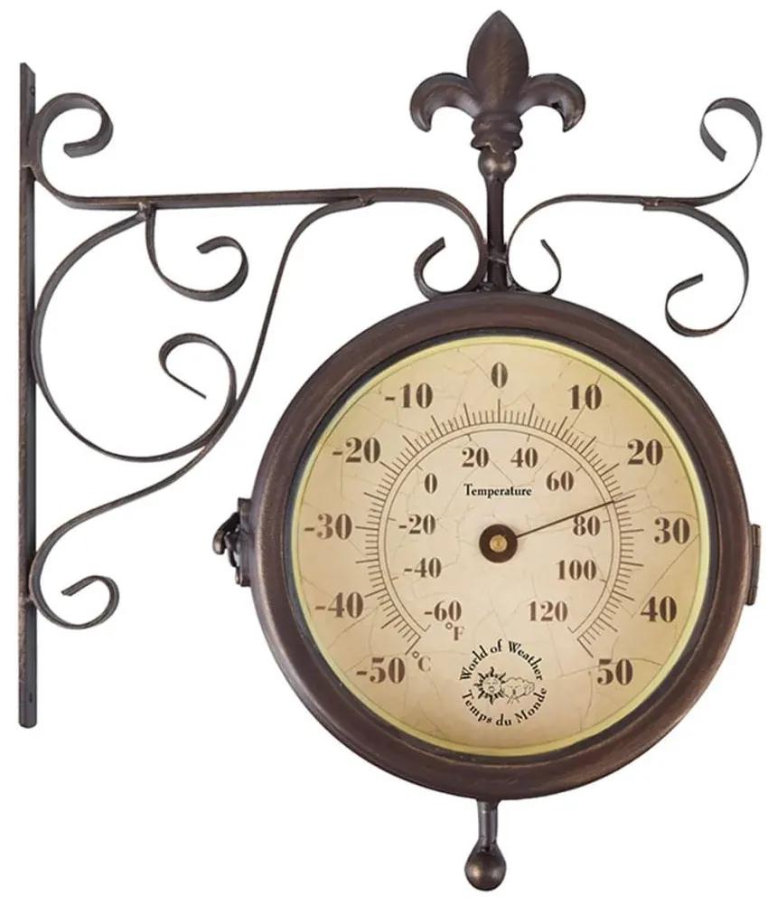 Esschert Design Ρολόι Σταθμού με Θερμόμετρο TF005 - Καφέ