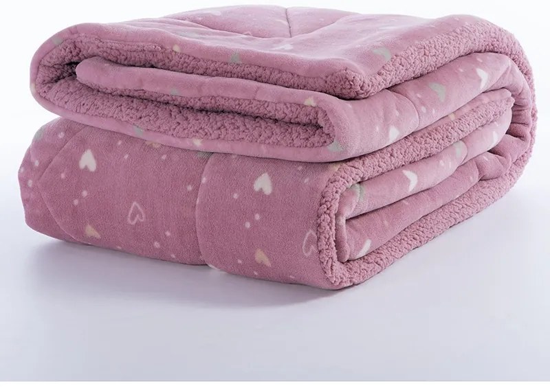Παιδικό κουβερτοπάπλωμα 160x220 Hearts Look Rose 5205495590233