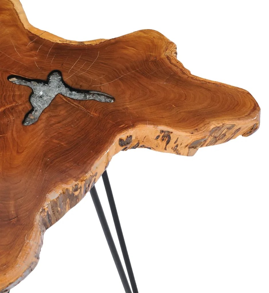 vidaXL Τραπεζάκι Σαλονιού 70x45 εκ. από Μασίφ Ξύλο Teak / Συνθ. Ρητίνη