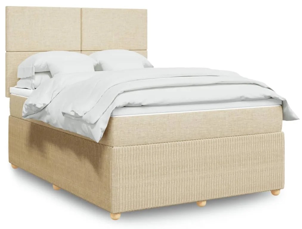 vidaXL Κρεβάτι Boxspring με Στρώμα Κρεμ 160x200 εκ. Υφασμάτινο