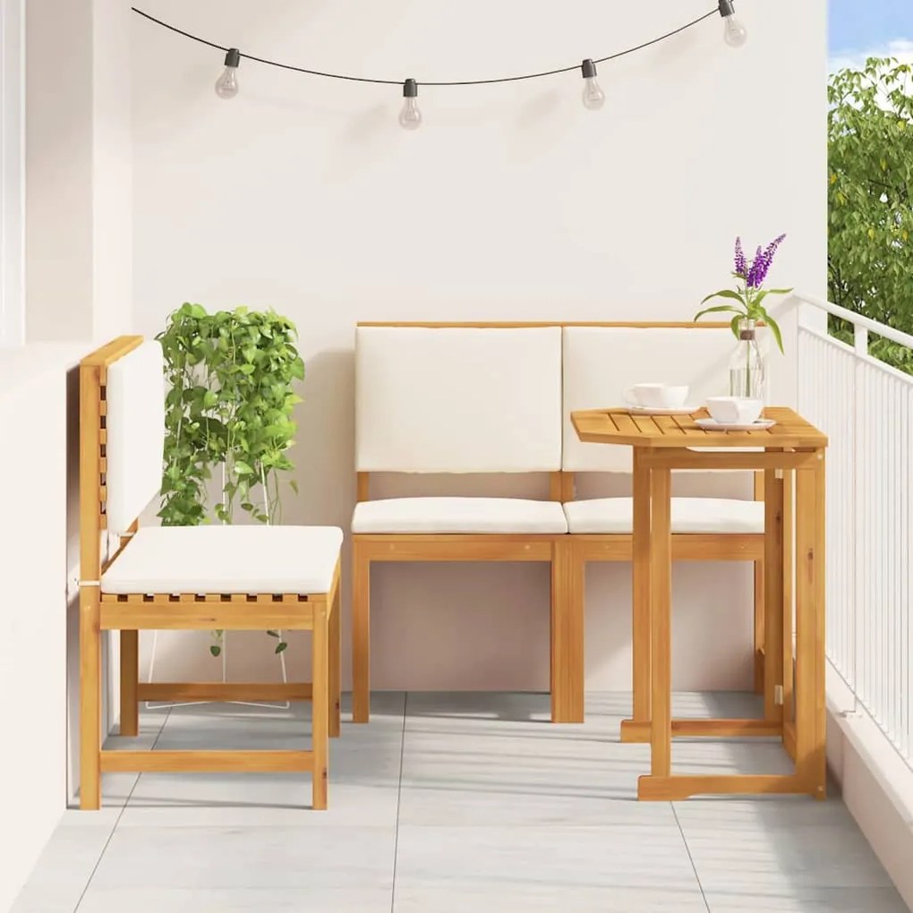 vidaXL Σετ Μπιστρό Κήπου 3 pcs Καφέ Μασίφ ξύλο ακακίας