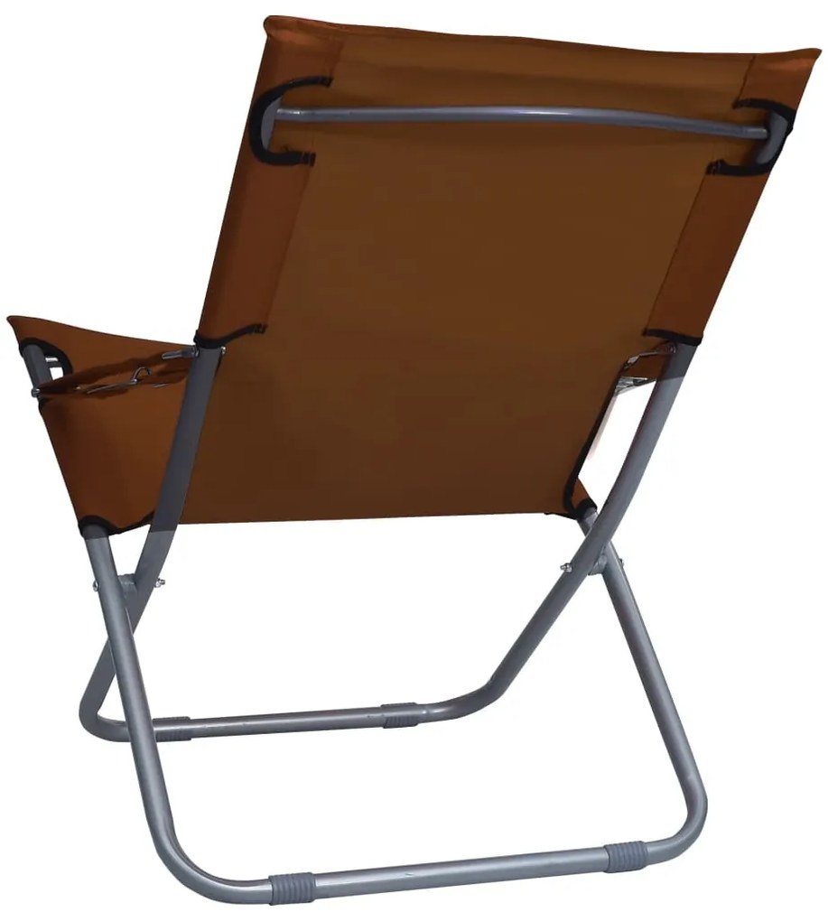 vidaXL Καρέκλες Παραλίας Πτυσσόμενες 2 τεμ. Καφέ Υφασμάτινες