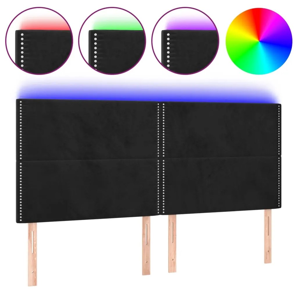 Κεφαλάρι Κρεβατιού LED Μαύρο 180x5x118/128 εκ. Βελούδινο 3122346
